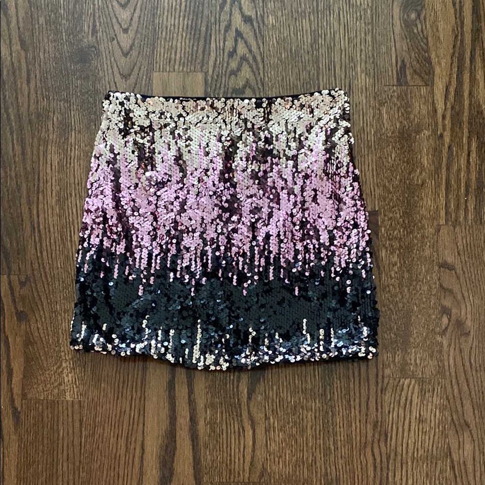 Sequin Ombre Skirt - Black and Pink